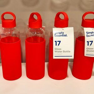 Simply Essential - 17oz Glass Water Bottle - Red